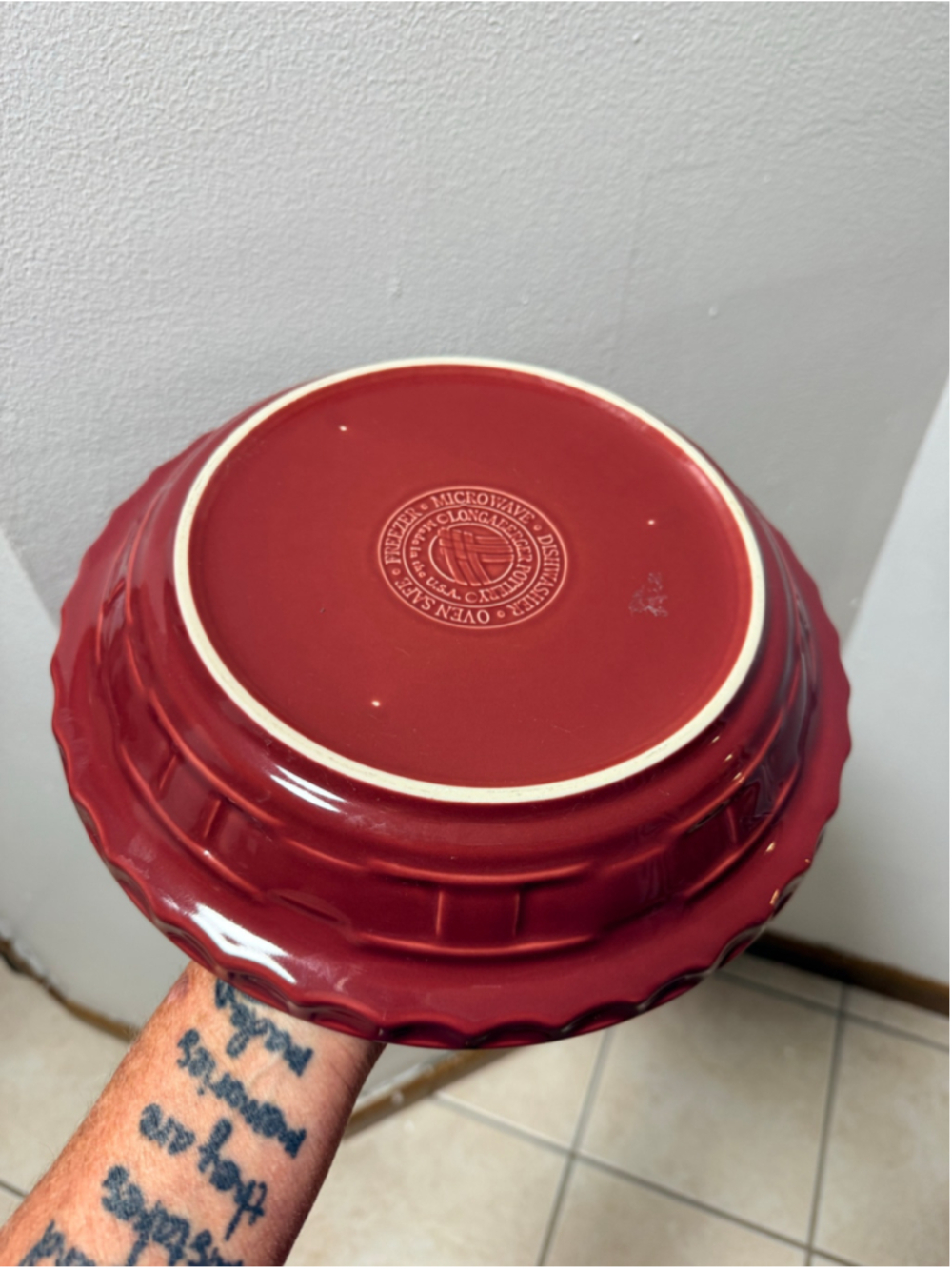 Longaberger Pottery Pie Dish Bakeware One Size Red - Picture 7 of 8
